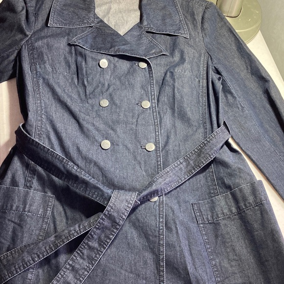 Talbots Double-Breasted Denim Trench Coat - Picture 7 of 7